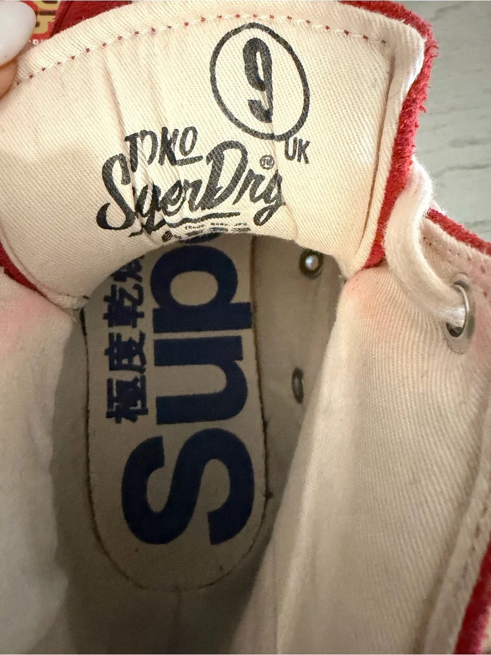 Superdry Men’s Red Suede High-Top Sneakers size 9